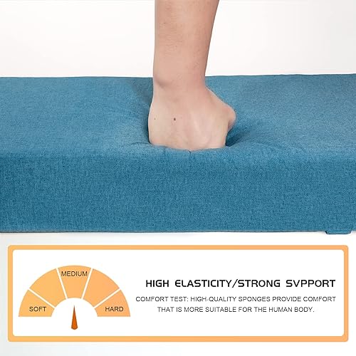 Miniatura 3 de ROFIEJOX Cojín de banco de 36 pulgadas, tela de lino sintético, muebles de asiento largo para interiores y exteriores, espuma de alta densidad,