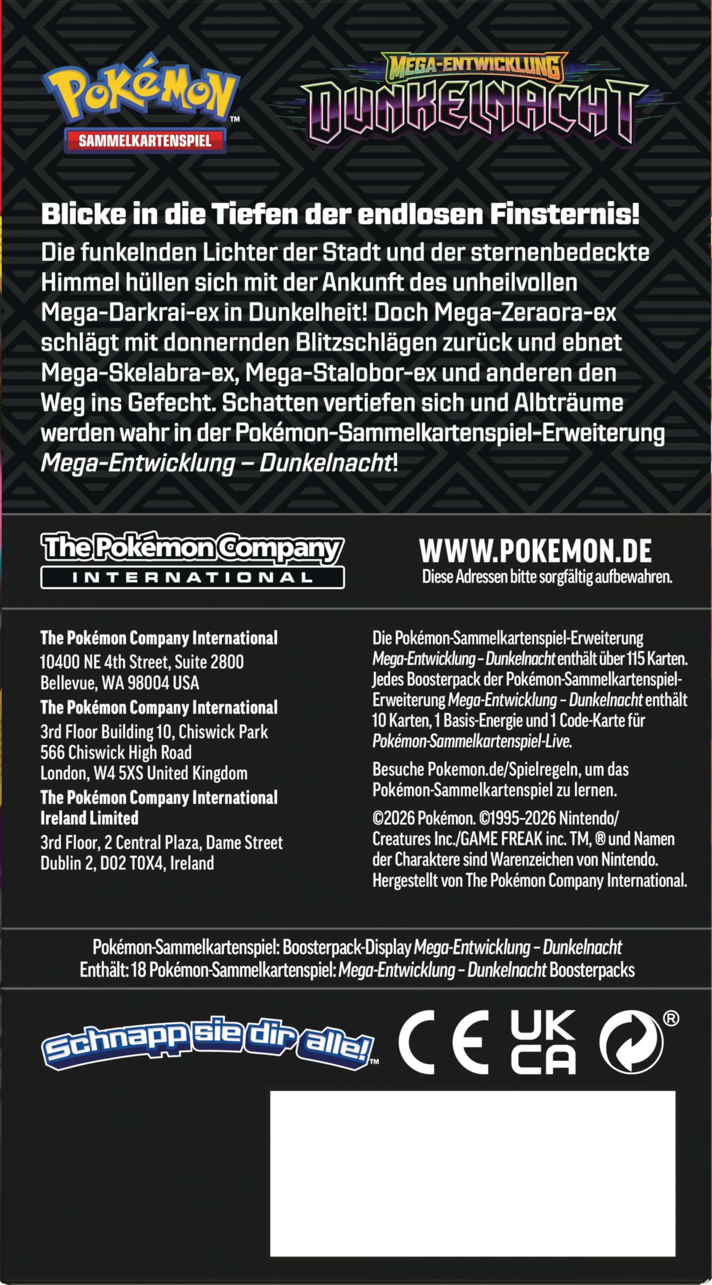 Pokémon-Sammelkartenspiel: Boosterpack-Display Mega-Entwicklung – Dunkelnacht (enthält 18 Boosterpacks)
