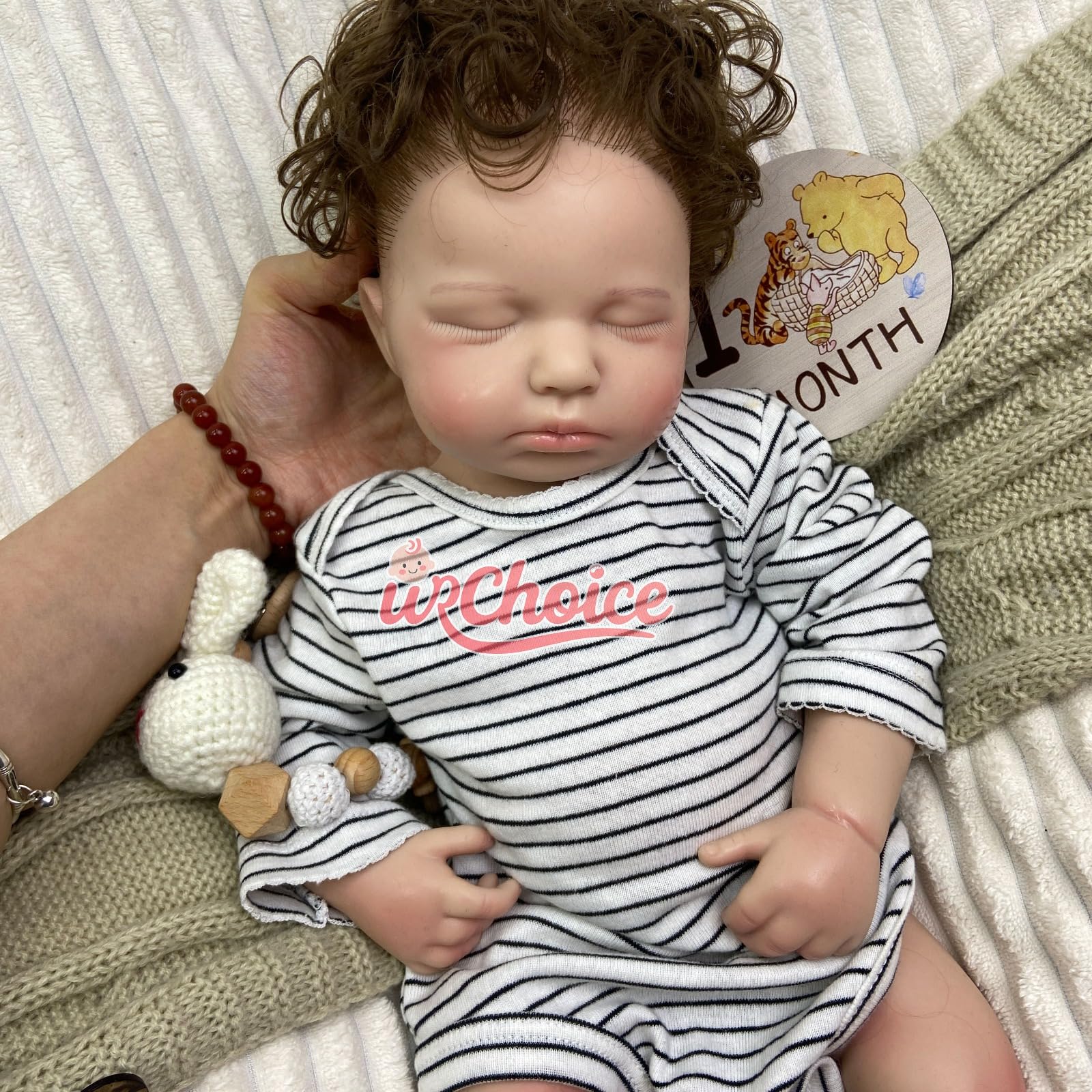 Muñeca Reborn Silicona sólida 51 cm Cabello implantado Boca Abierta