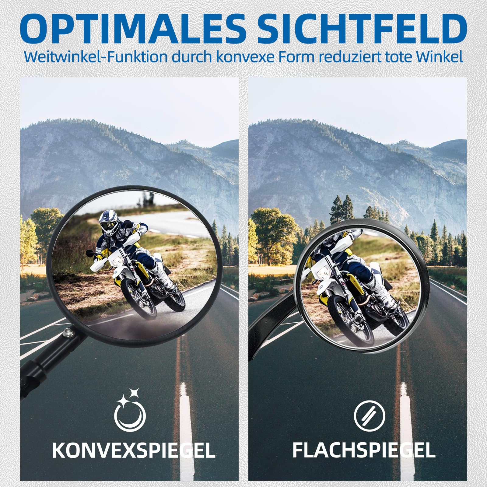 Rückspiegel Set E-geprüft,Plug & Play inkl. Adapter,passend für KTM SMCR 690 & Husqvarna Supermoto 701,Motorrad Lenkerendenspiegel Zubehör