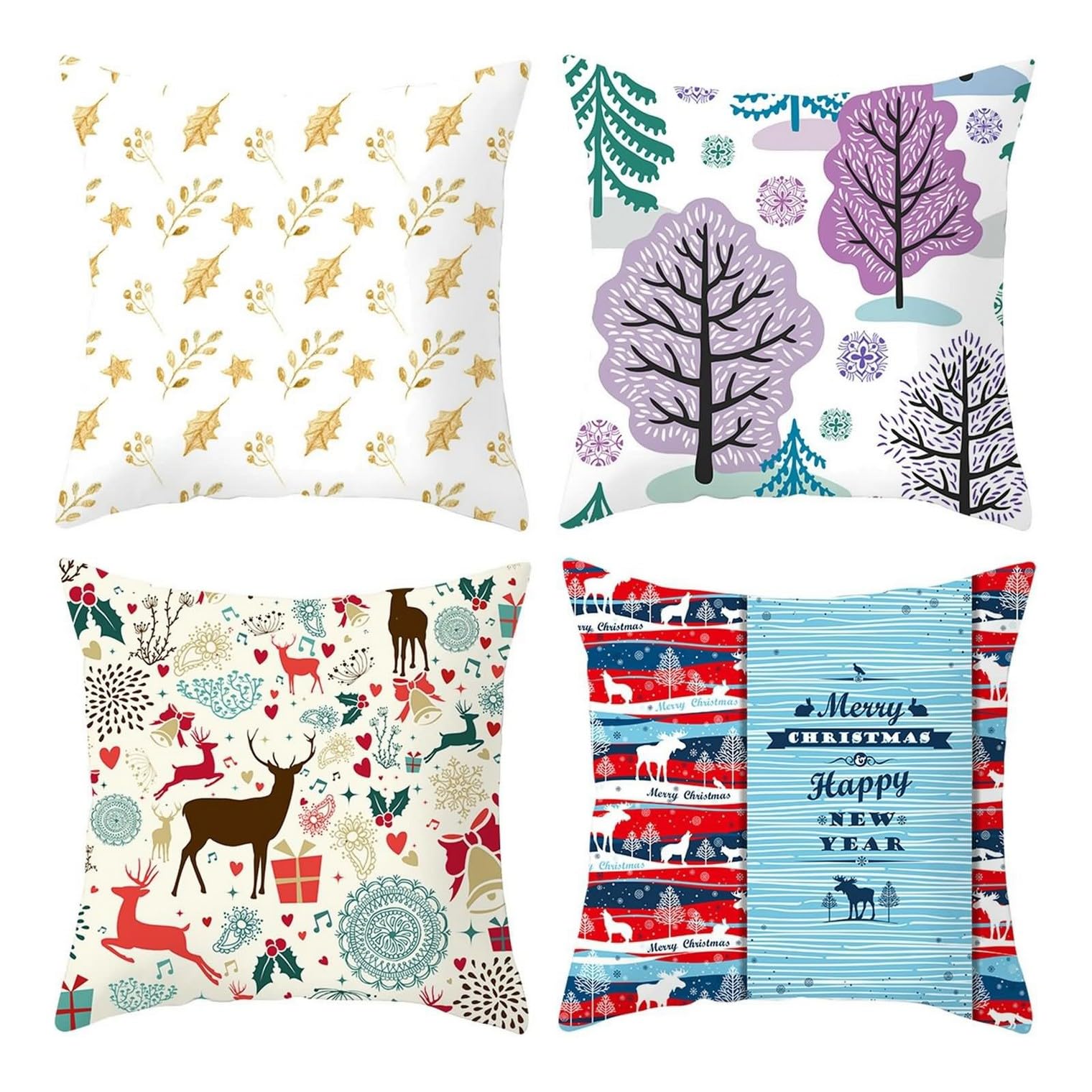 Housse de coussin 50x50cm imperméable pour chaise taie d'oreiller motif cerf CEVAN