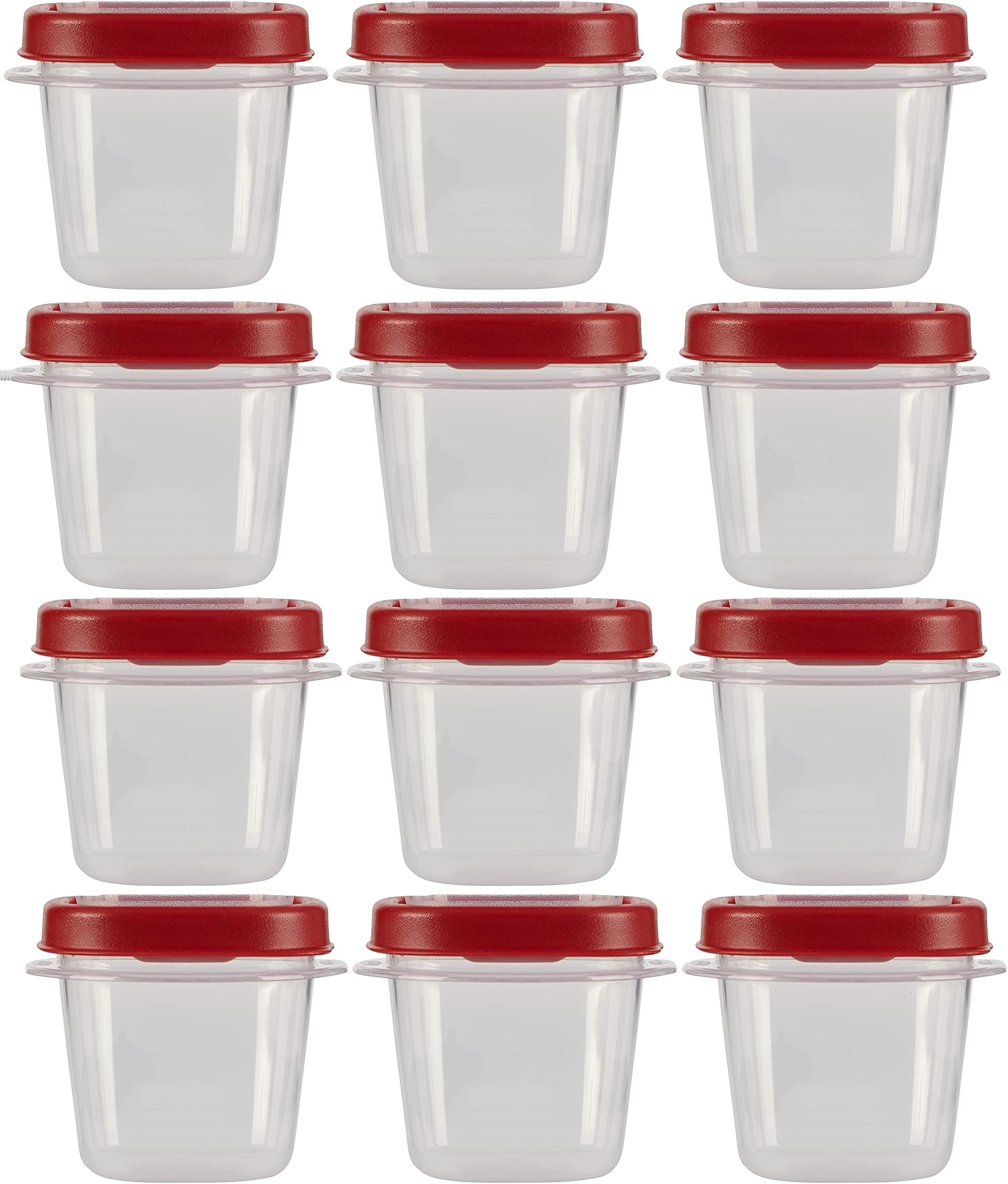 Easy Find Lids Food Storage Containers, 0.5 Cup, Clear With Red Lids 12 Pack (12 Cups)