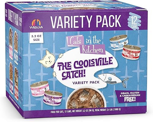 Weruva Cats in the Kitchen, The Coolsville Catch! Paquete variado, lata de 3.2 onzas (paquete de 12)