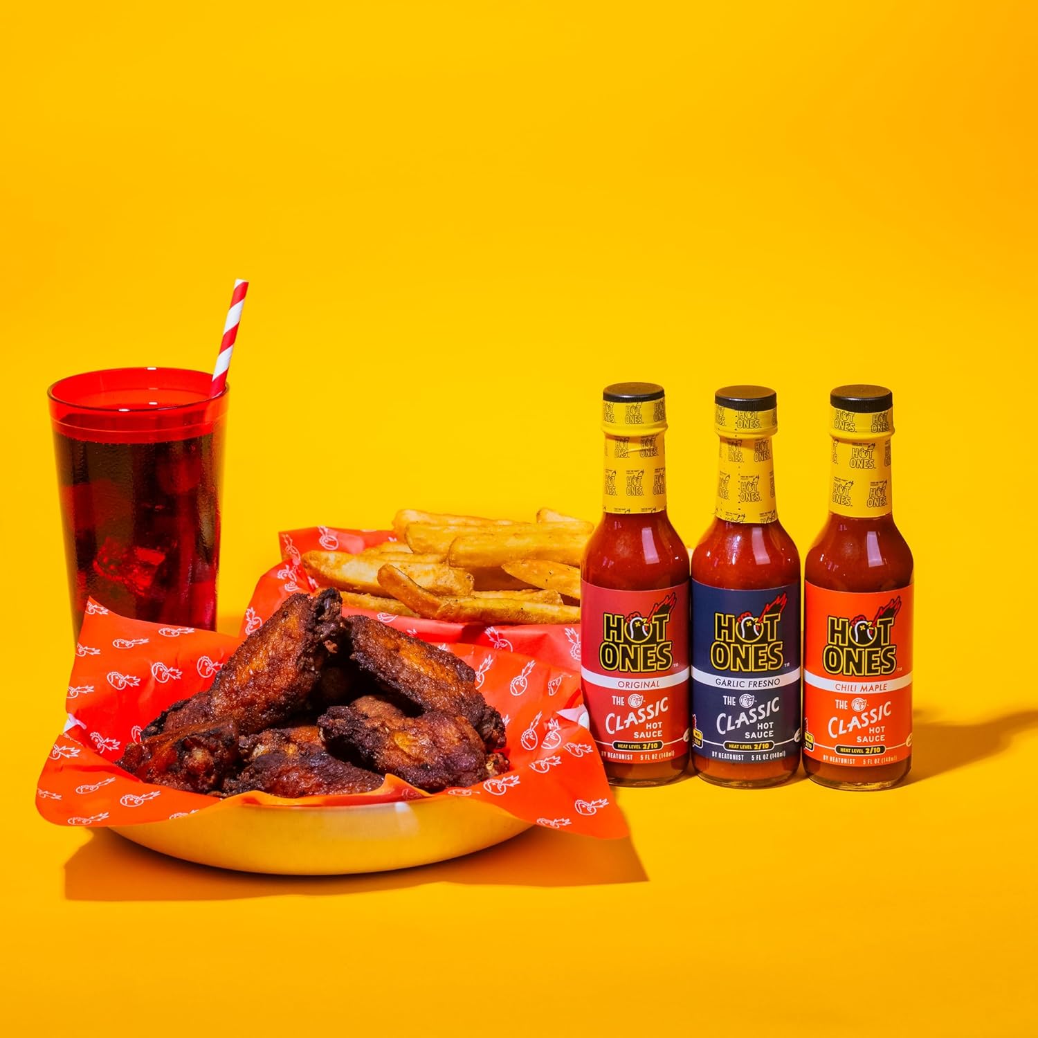 Hot Ones The Classic Trio, Hot Sauce Pack With The Classic Original, Garlic Fresno Chili & Chili Maple, Made With All Natural Ingredients, 5 fl oz Bottle (3-Pack)