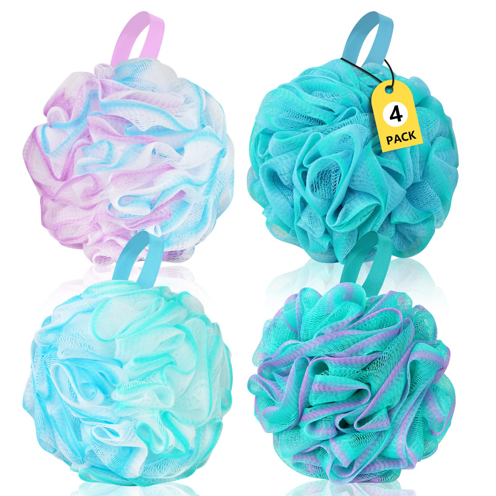 Prysznic Puff Loofah gąbka bardzo duża, zestaw 4,75 g/szt., miękka gąbka do ciała dla kobiet i mężczyzn, siatkowa pufa gąbka łazienkowa złuszczająca skórę