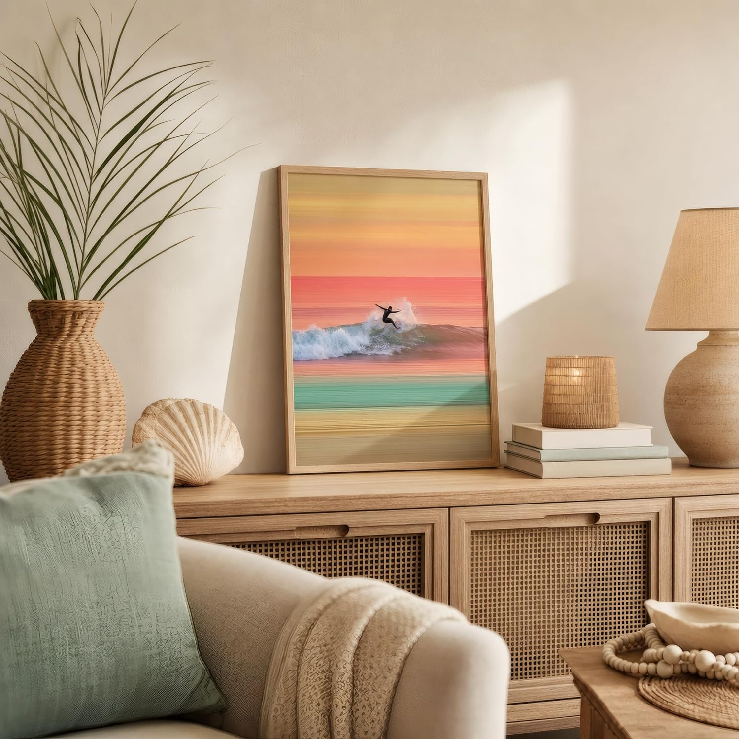 Beach Canvas Wall Art - Abstract Surf Wall Art Beach Painting UNFRAMED