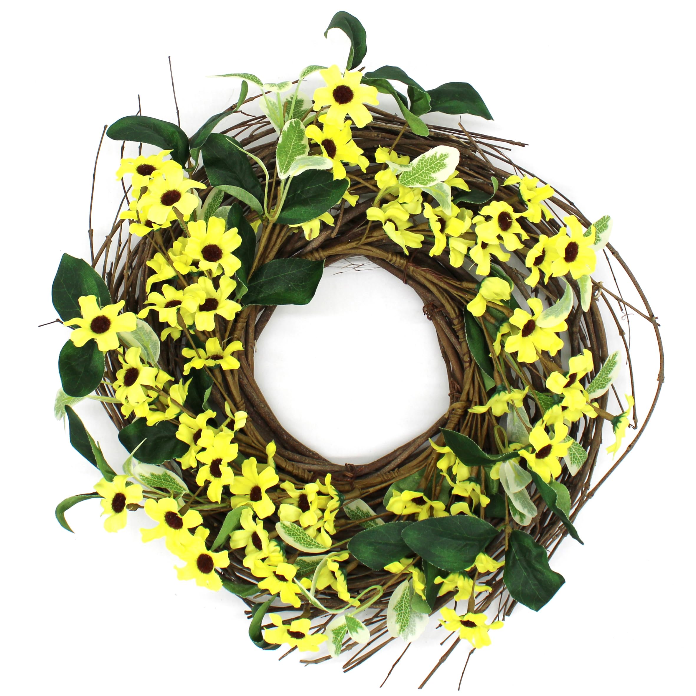 Couronne de marguerites artificielles exterieur et interieur, feuillage resistant 35cm