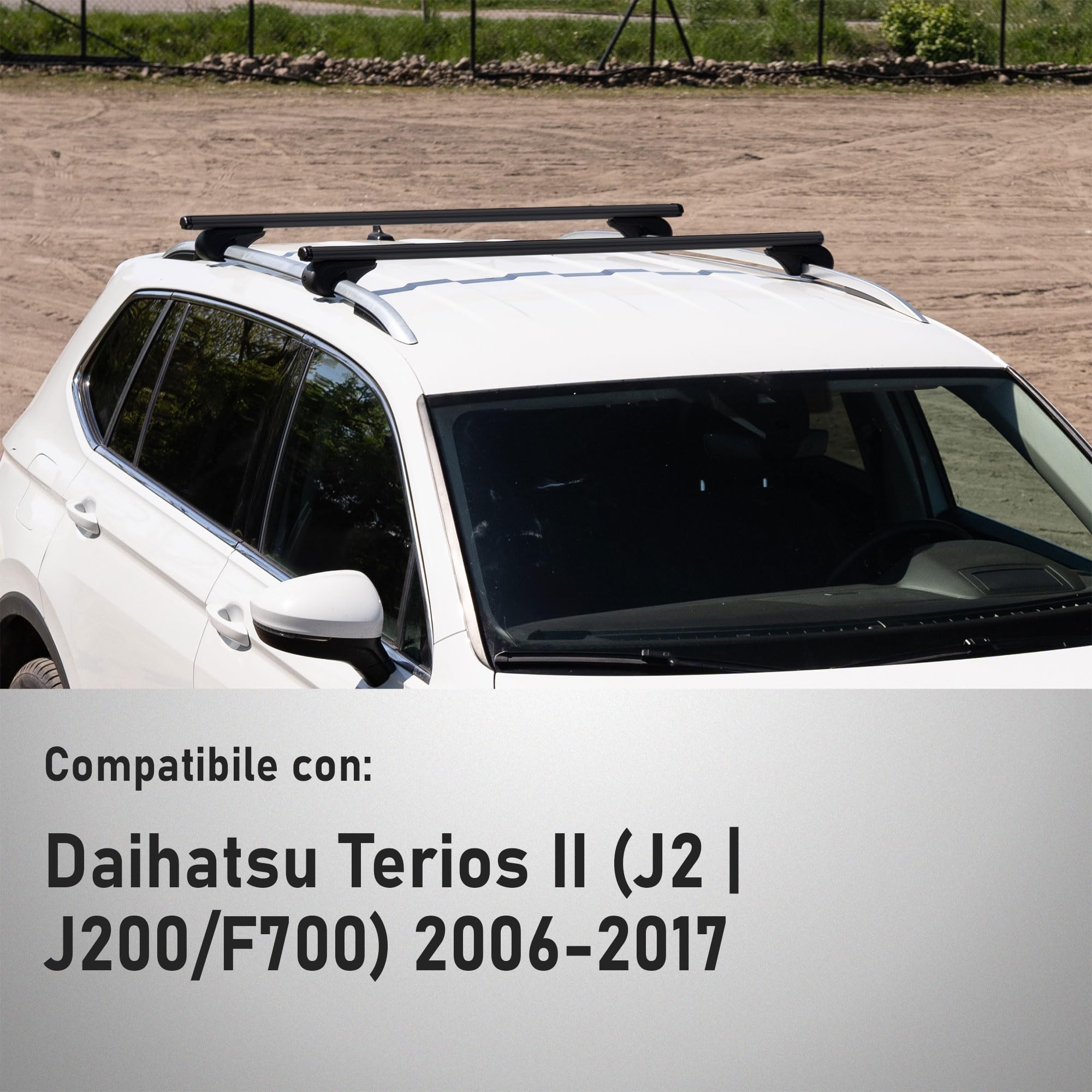 CHROMEMASTER Portapacchi da Tetto, Barre Tetto; Compatibile con Daihatsu Terios 2006-2017; Per il Trasporto di Box da Tetto, Portabiciclette, Scala | Struttura Leggera e Resistente in Alluminio