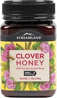 Streamland 100% Pure New Zealand Clover Honey - Smooth Mild Flavor Natural Sweetener 17.6 oz Jar