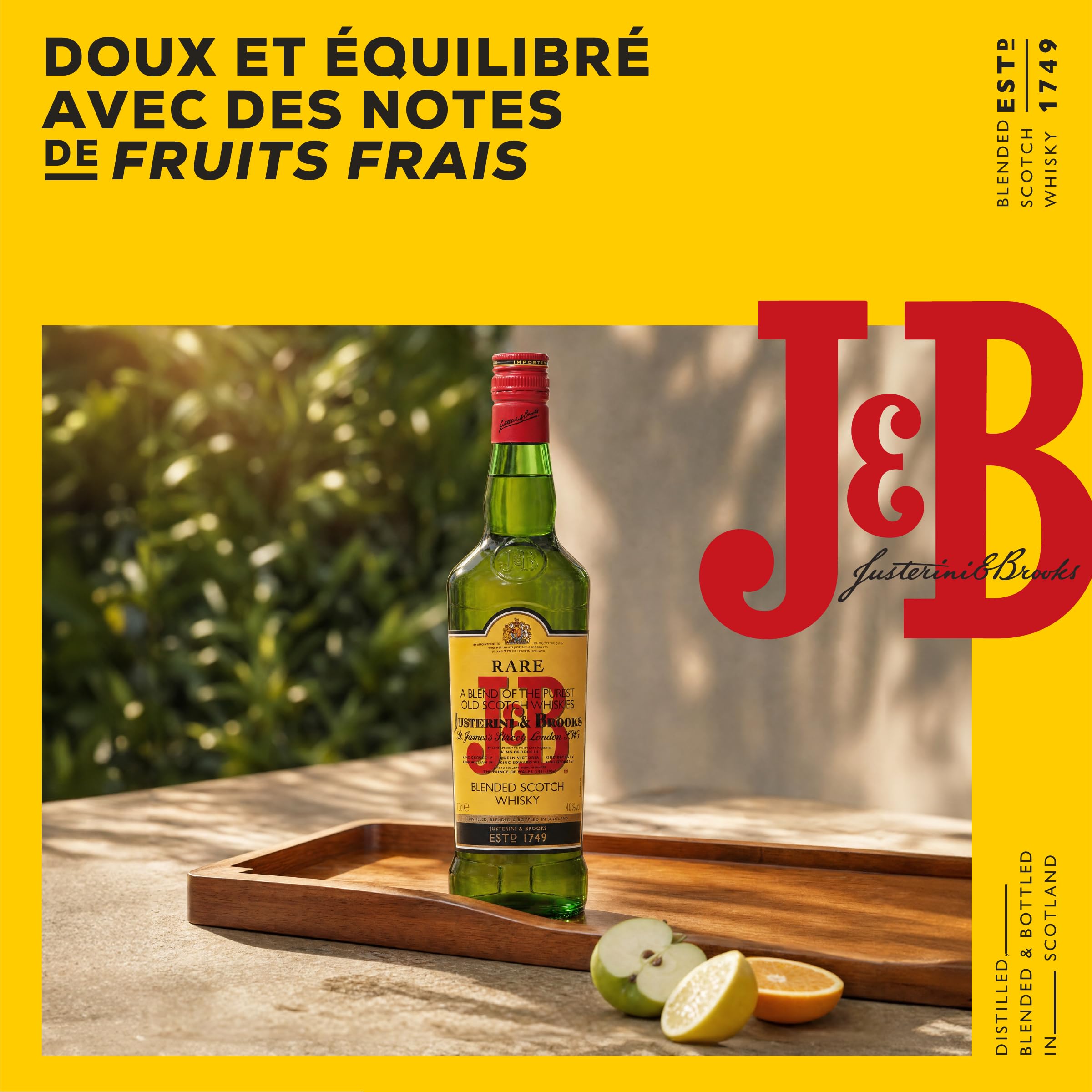 J&B | Blended Scotch Whisky | Distillé et assemblé en Écosse | 40 % vol | 1 L