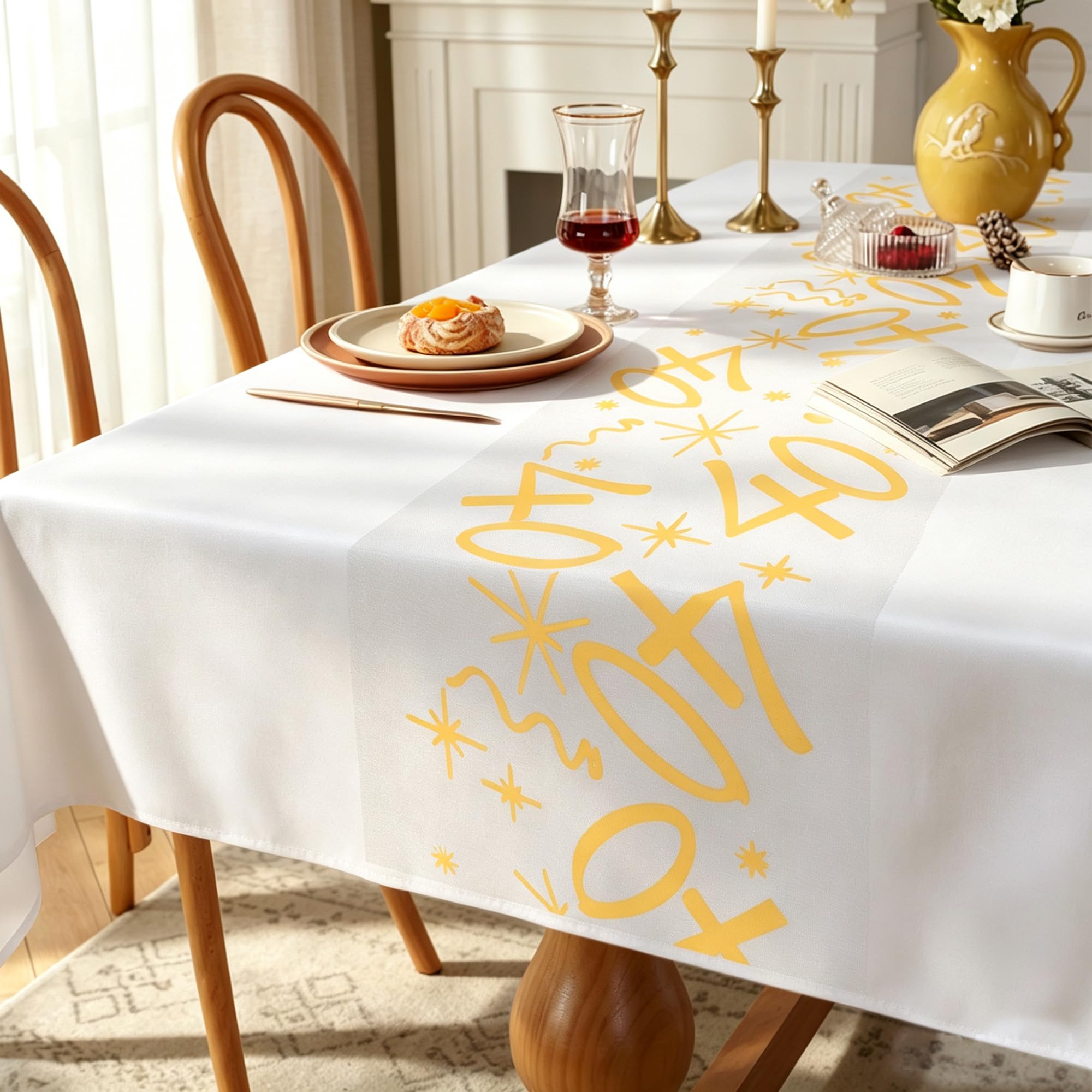 40th Birthday Table Runner, 28cm x 10m 40th Birthday Tablecloth, Gold Table Runner Decorations for Men Women Anniversary Celebrations Parties