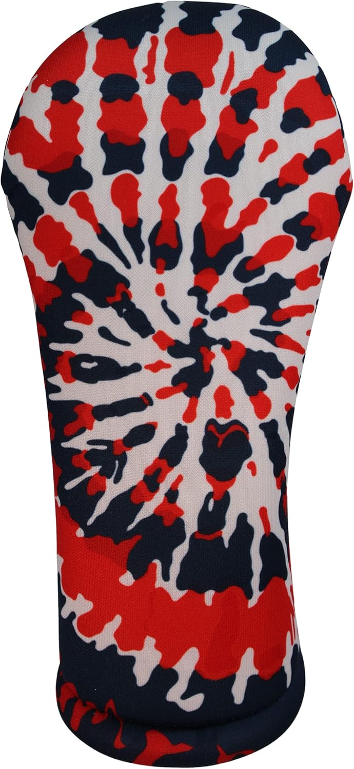 Blue & Red Spiral Tie Dye | BeeJoss Golf Club Headcover | Driver Fairway Hybrid-Sold Separately | Handmade in USA