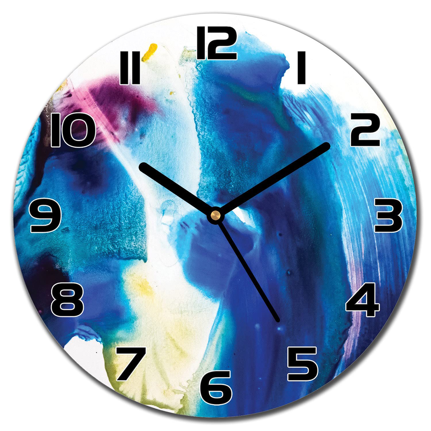 Horloge en verre aiguilles noires cadran moderne sécurité peinture Smea