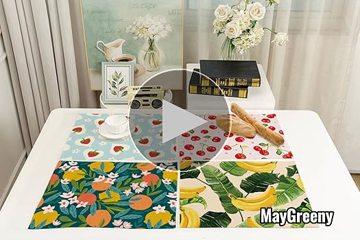 Tovagliette Colazione In Cotone E Lino - Set 6 Pezzi 42x32cm Motivo Geometrico