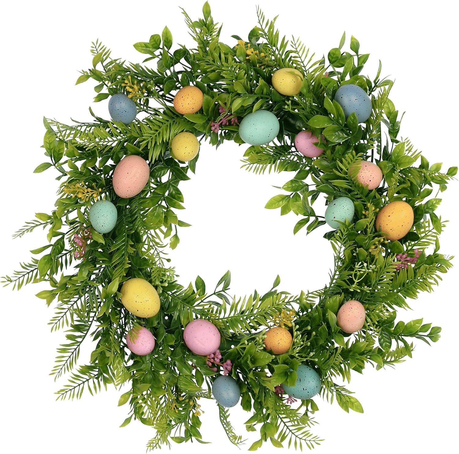 HMETOL Easter Wreath, Artificial Colorful Eggs Wreaths
