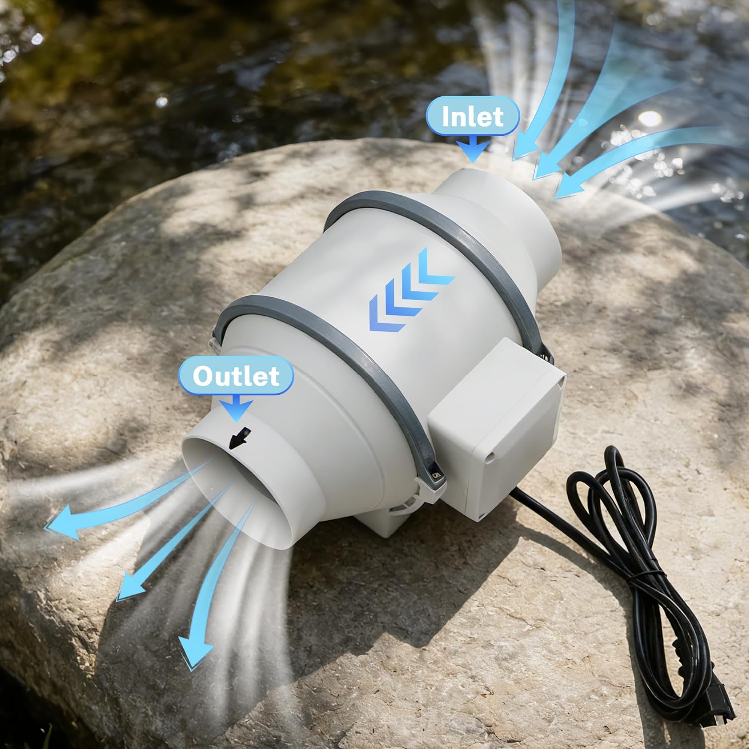 dreamdragon 4 Inch Inline Duct Fan, 280 CFM High Efficiency Ventilation Fan for Exhaust and Intake, for Bathroom, Kitchen, Grow Tent, Hydroponics, 3D Printer Enclosure