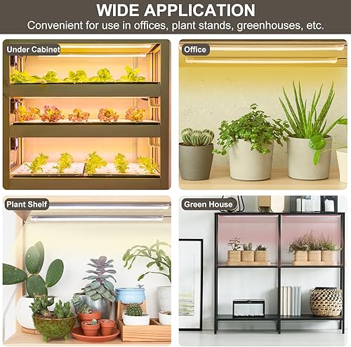 Miniatura 7 de Tiras de luz de cultivo de plantas de 16 pulgadas, 120 luces LED de crecimiento para plantas de interior de espectro completo con temporizador de