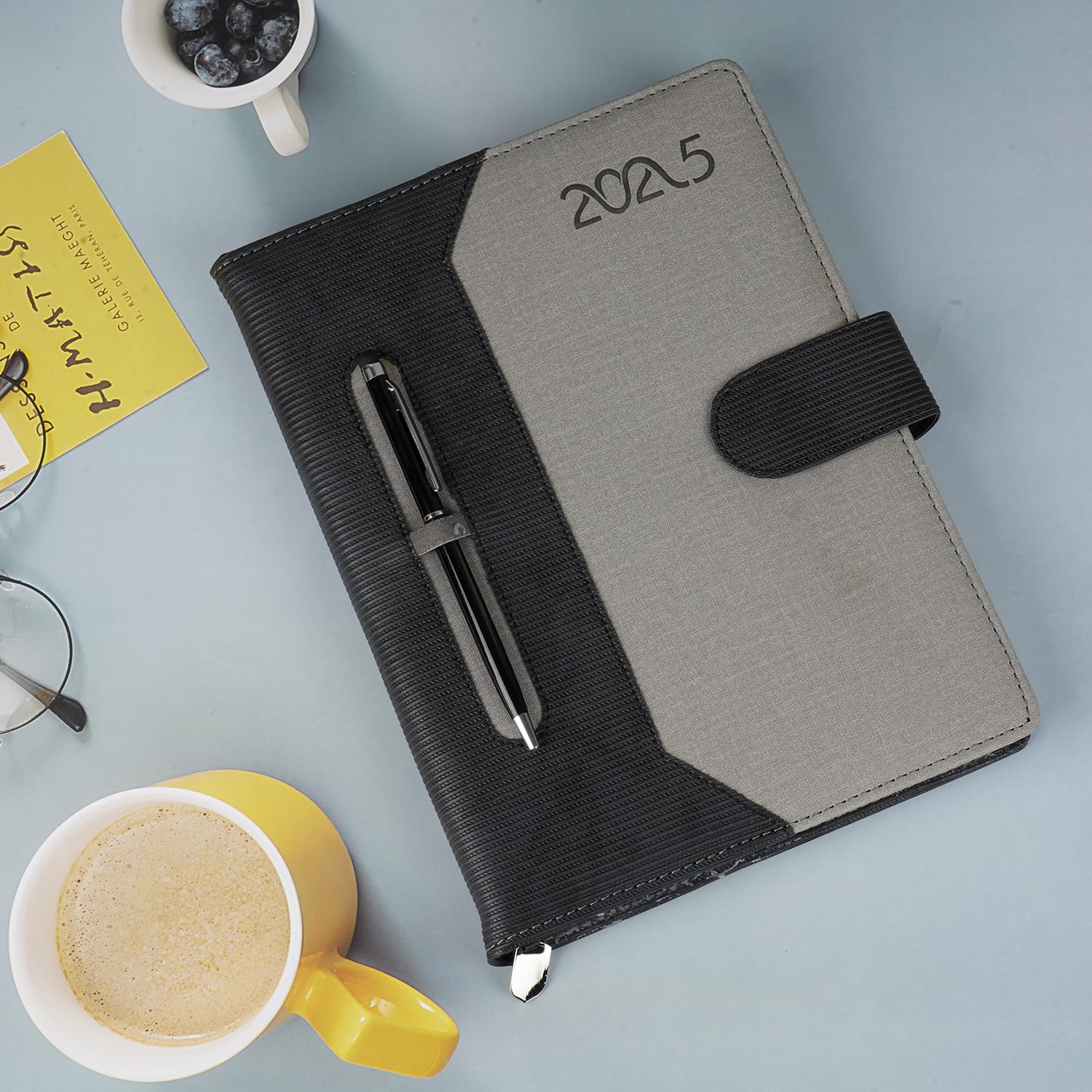 Erminio Palamino 2026 Diary – B5 Size, Thermal Cover Bound Business Planner 365 days, Daily Organizer with Monthly Calendar for Office & Personal Use - Black & Grey