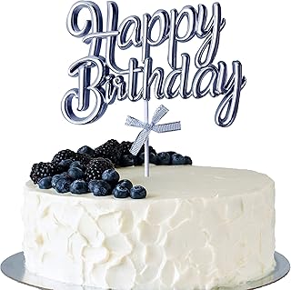Sponsored Ad - Happy Birthday Cake Topper Silver Birthday Cake Toppers Party Cake Decorations Supplies Cake Decor Silver