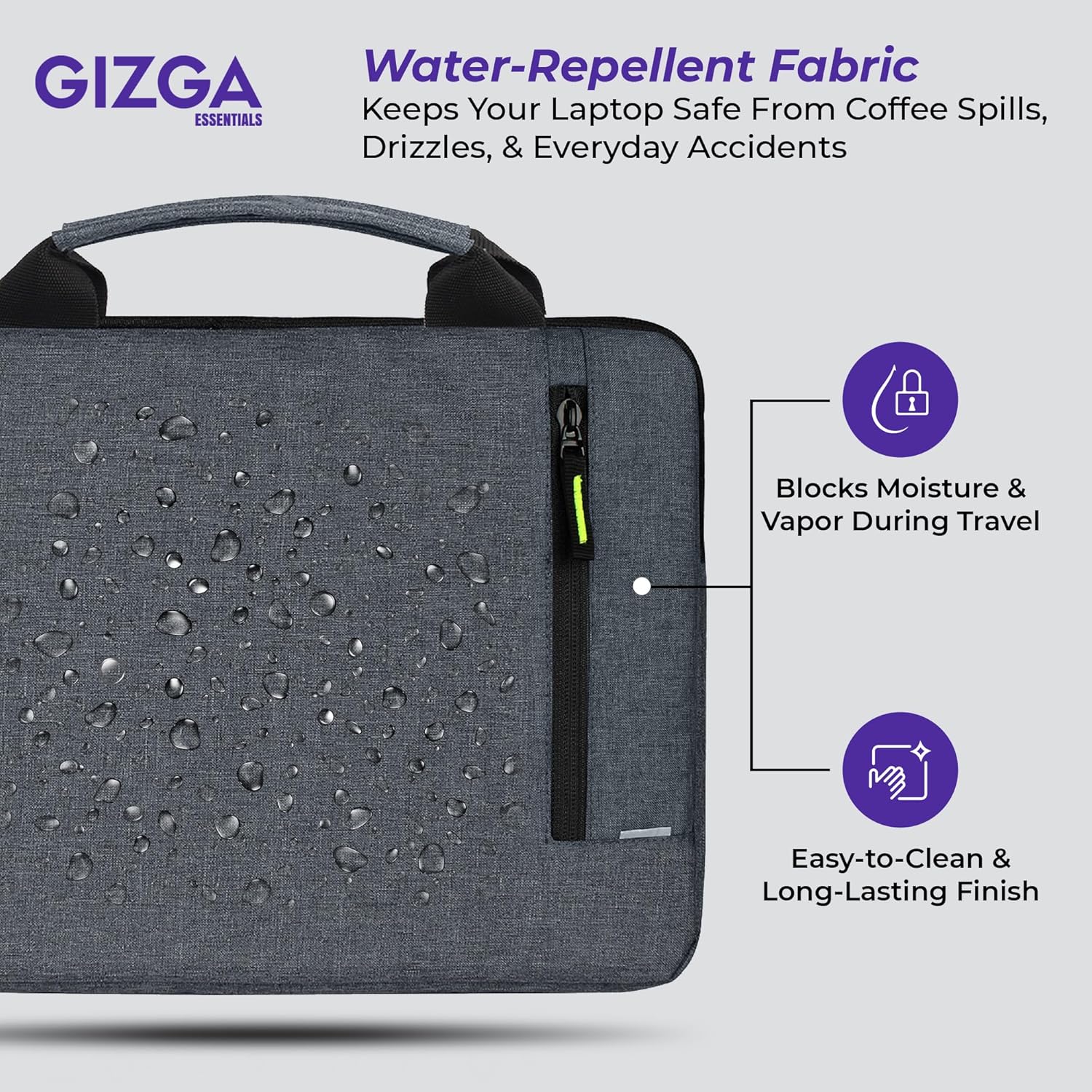 Gizga Essentials 13.3 Inch Laptop Sleeve Case Cover Pouch Bag with Handle & Front Pocket| Slim & Water-Resistant Nylon Fabric with Shockproof Foam Padding, Soft Lining & Premium Zipper Closure (Grey) 44 81RBOgPhFgL. SL1500