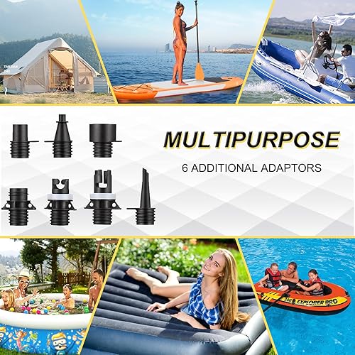 Miniatura 5 de Bomba de tabla de remo eléctrica portátil, bomba SUP para paddleboard, compresor de aire de 20 PSI con apagado automático, función de desinflación y