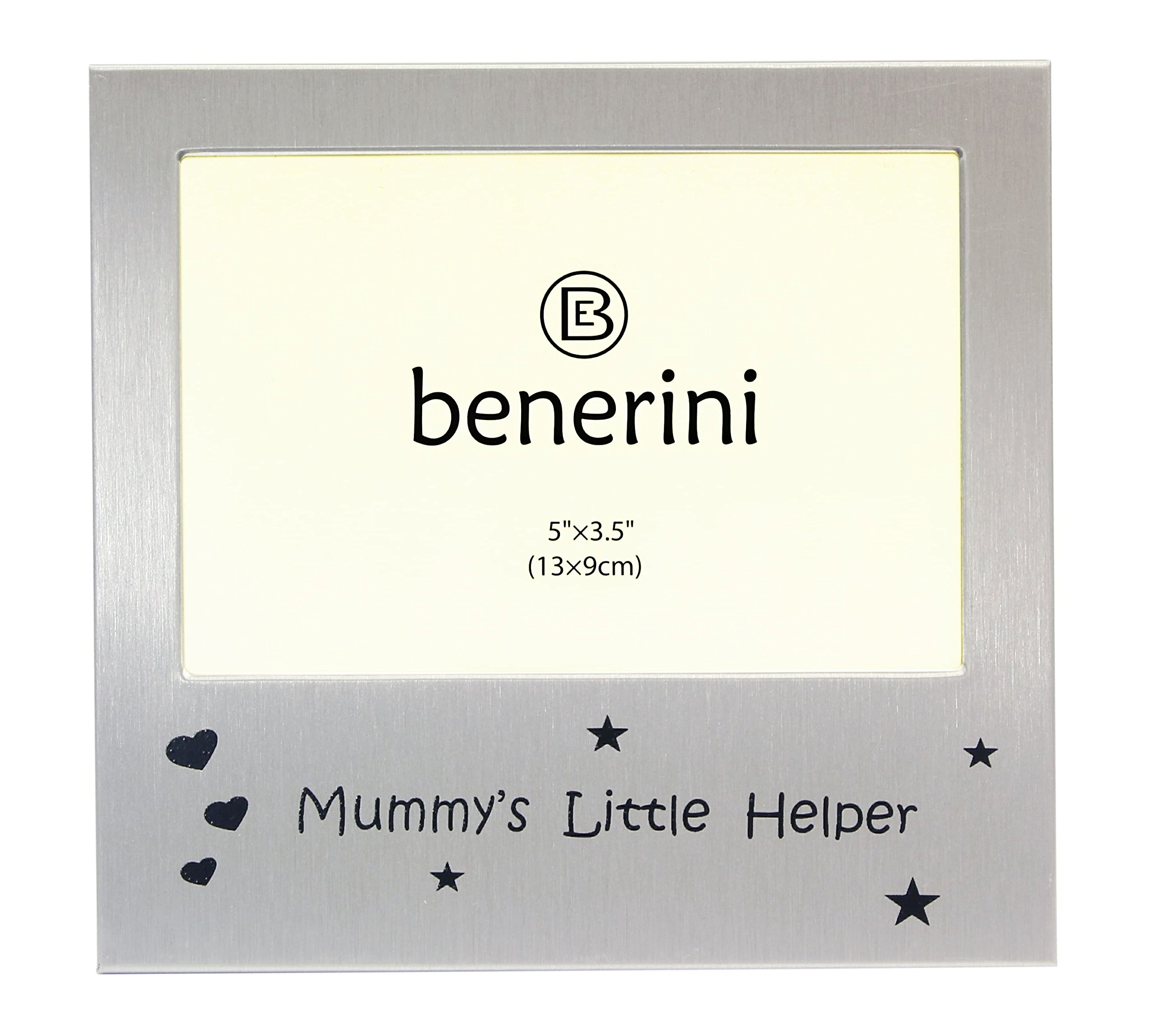 Photo Frame - Mummys Little Helper - Picture Size 5 x 3.5 Inches - Silver Colour Brushed Aluminium
