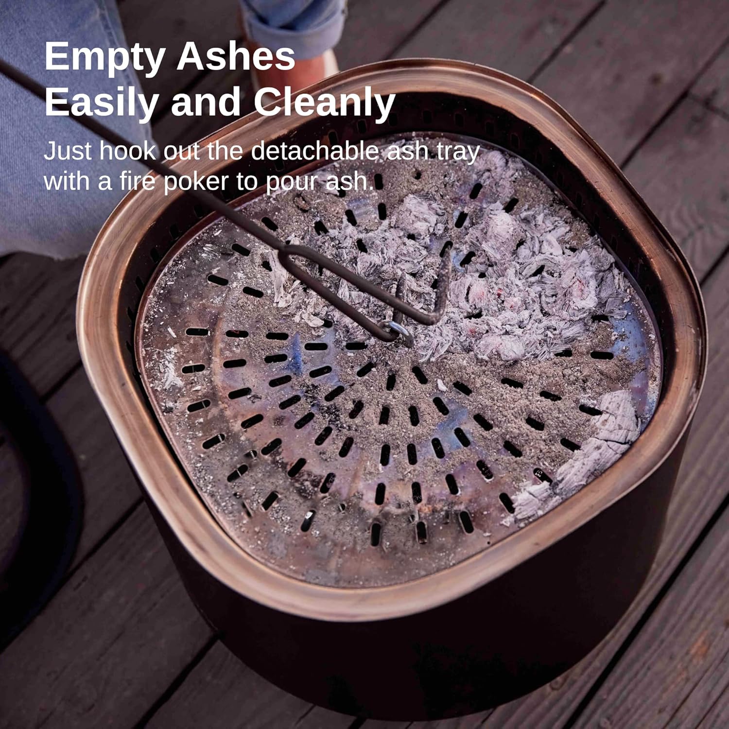 EAST OAK Fire Pit 17'', Stainless Steel Smokeless Fire Pits for Outside Wood Burning Portable Small Fire Pit with Poker, Stand & Removable Ash Pan Bonfire Pit for Patio and Camping, Pitch Charcoal : Patio, Lawn & Garden