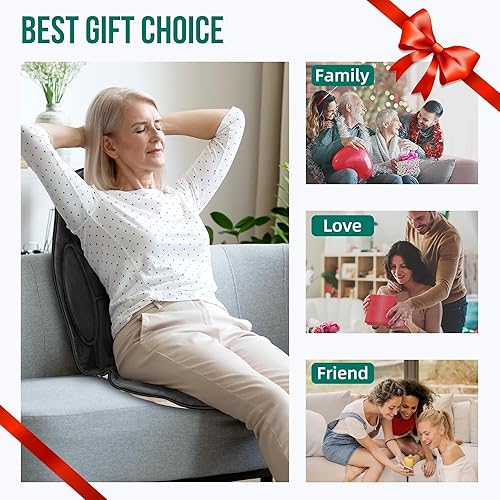 Miniatura 8 de Snailax Masajeador de espalda con calor, masajeador eléctrico para aliviar el dolor de tejido profundo, cojín de asiento de masaje de espuma