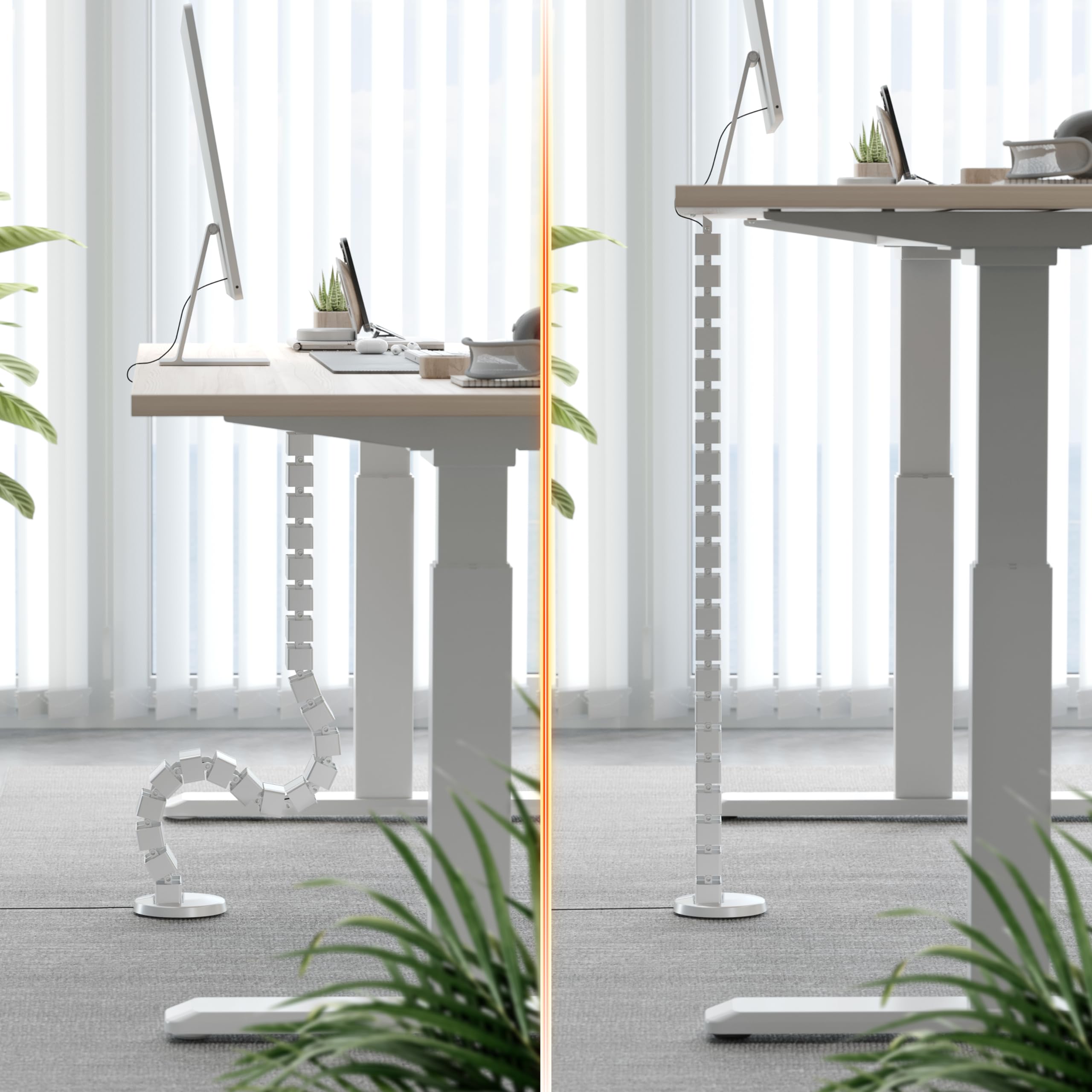 RICOO Organizador de Cables Canaleta Cable Z0101-S Escritorio Cubierta Cable Tidy Recoge-Cables Flexible Esconde bajo Mesa Accesorio Oficina