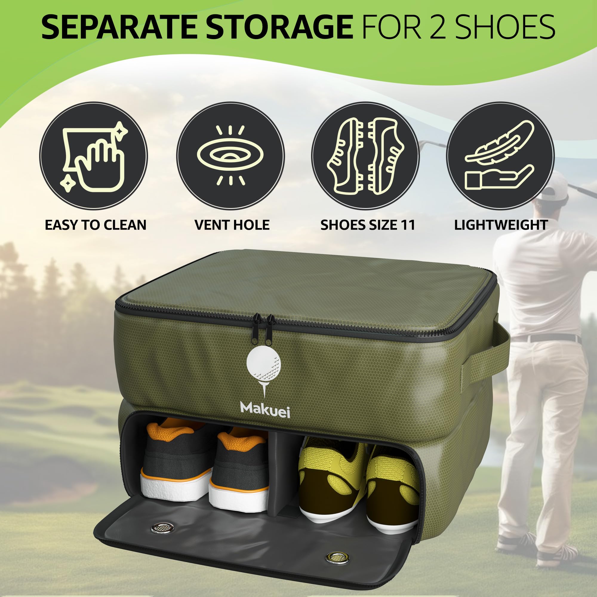 Makuei Golf Organizer - Sacca da golf impermeabile progettata con scomparti ventilati e organizer modulari per personalizzare lo spazio di stivaggio - Ottimo regalo per i golfisti