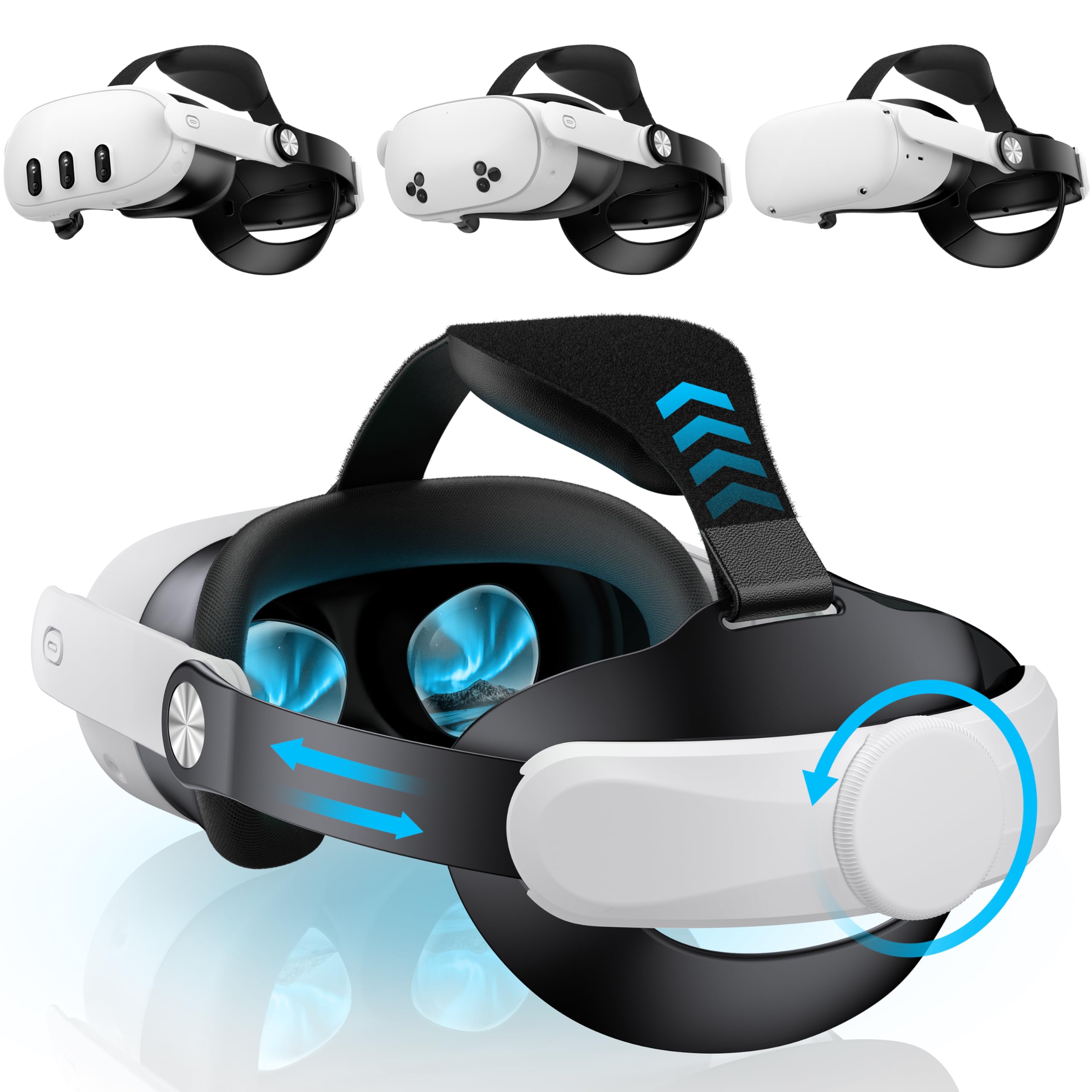 Kawaye for Meta Quest 3S/Quest 3/Quest 2 Head Strap, Adjustable Comfort Head Strap for Elite Strap,Lightweight VR Headset Strap Enhanced Support&Comfort&Reduce Pressure