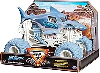 Vista 8 de Monster Jam, Camión monstruo oficial de Megalodon - Edición original retro de 2017, escala 1:24, vehículo fundido a presión y neumáticos BKT
