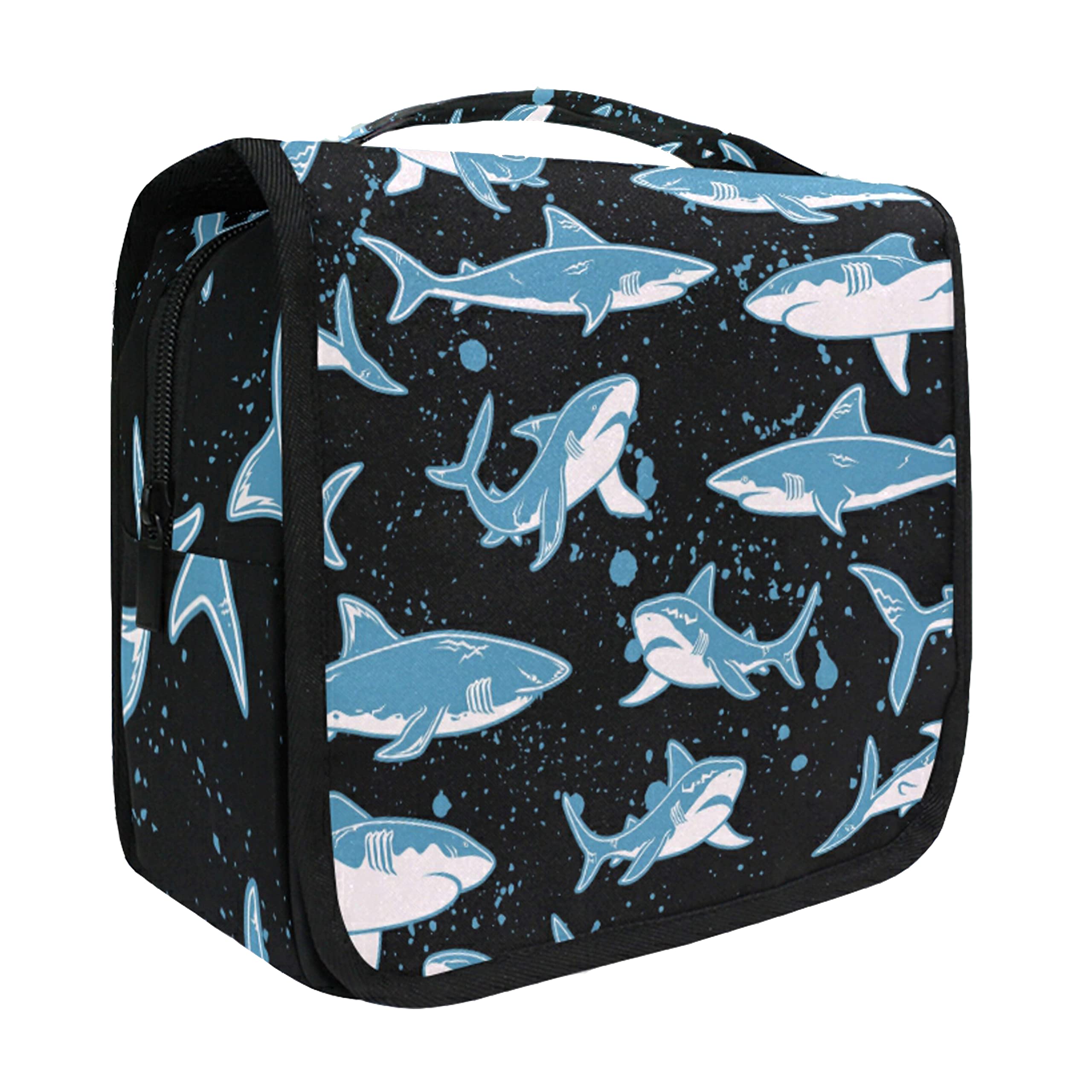 Hanging Travel Toiletry Bag Kit Boys Makeup Case Cosmetics Organizer for Men Women (Undersea Shark)