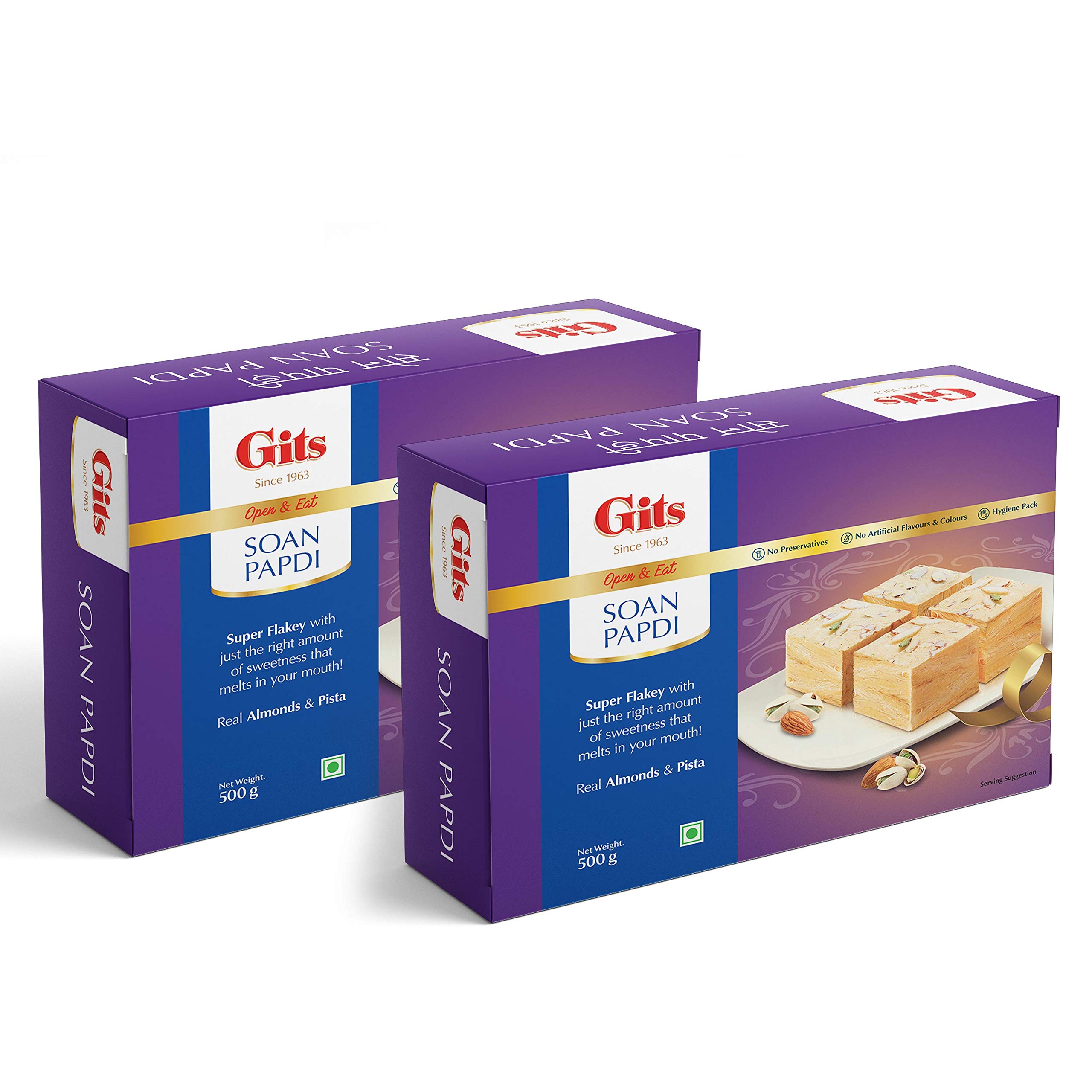 Gits Soan Papdi, Ready to Eat Indian Dessert, Pure Veg, Preservative Free, 1000 grams (Pack of 2, 500 grams Each) (B08LH4TV1X) Amazon Price History, Amazon Price Tracker