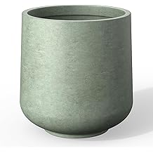 Kante Round Concrete Planter, 16.5-Inch Dia Barrel-Style Garden Pots with Drainage Hole for Home, Patio and Garden, Flower and Tree Planter 13.8" Opening, Mint Green