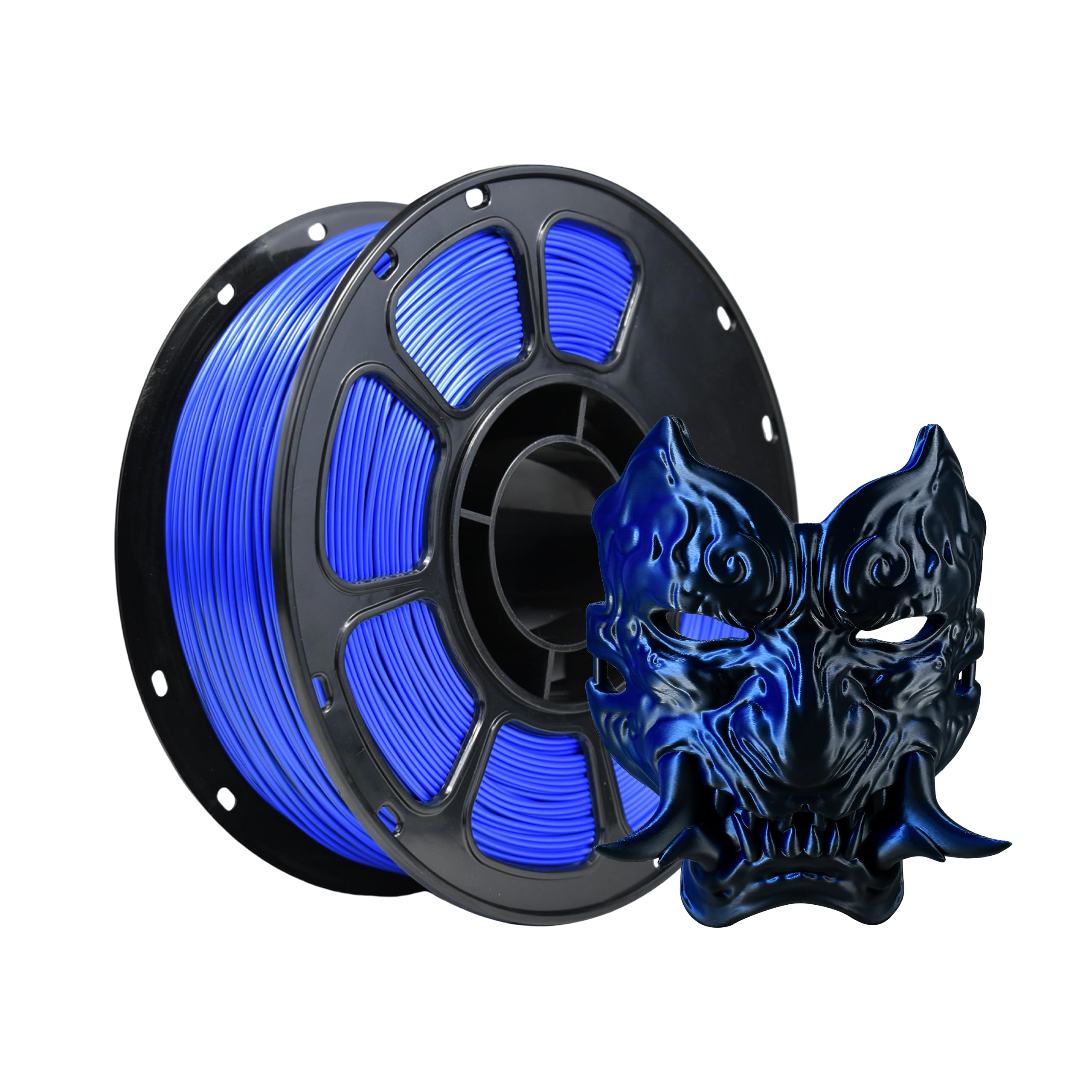 iBOSS Silk PLA+ Dual Color Filament 1.75mm, Bi-Color Shiny PLA Plus Finish, Smooth &amp; Glossy, 1kg Spool (2.2lbs), Shiny Silk PLA PRO Coextruded Filament for 3D Printers (Silk Blue Black)