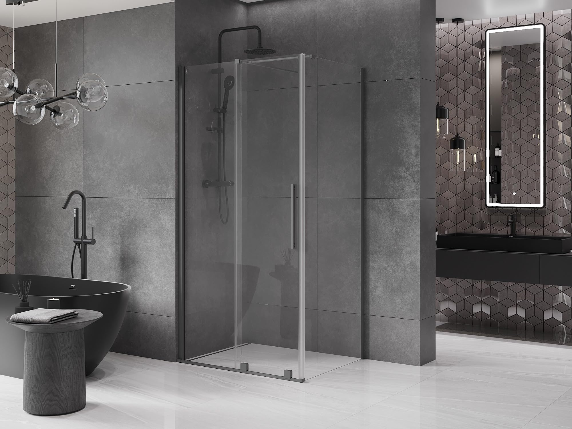 Mexen - Velar Kabina Prysznicowa Rozsuwana 90 X 75 Cm, Transparent, Gun Metal