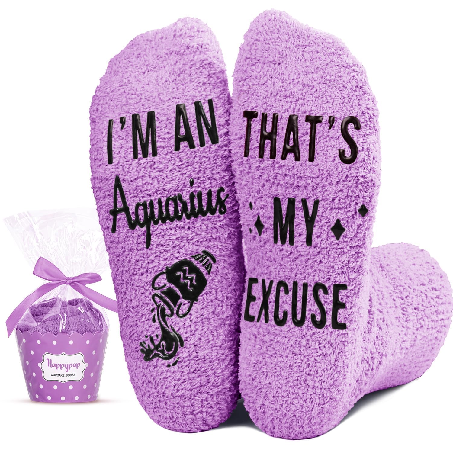 HAPPYPOP Zodiac Gifts for Women - Astrology Constellation Horoscope Gifts, Fuzzy Space Galaxy Socks