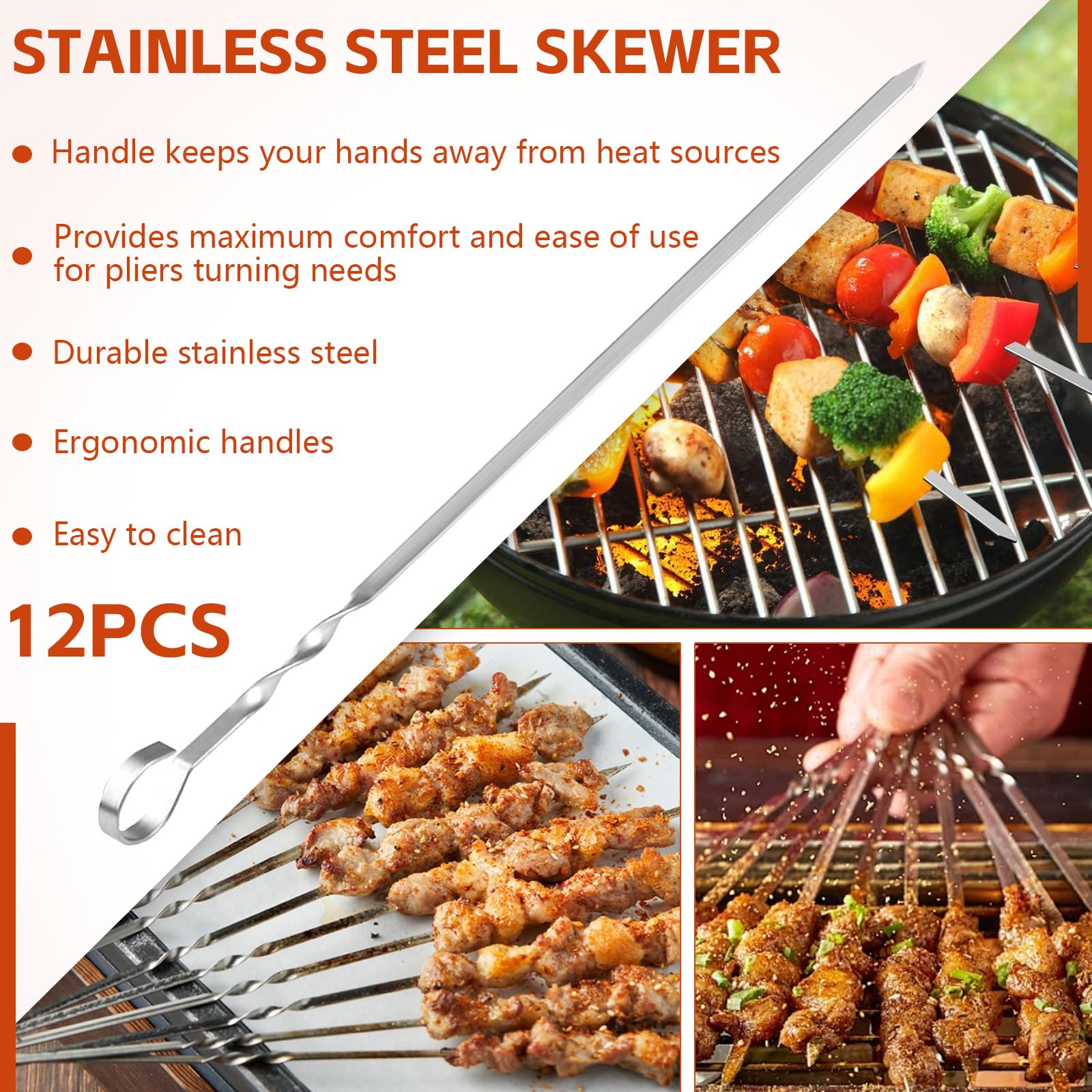 Set De Brochettes Barbecue En Acier Inox - 6 Brochettes + Support Tournant - Pour Grillades