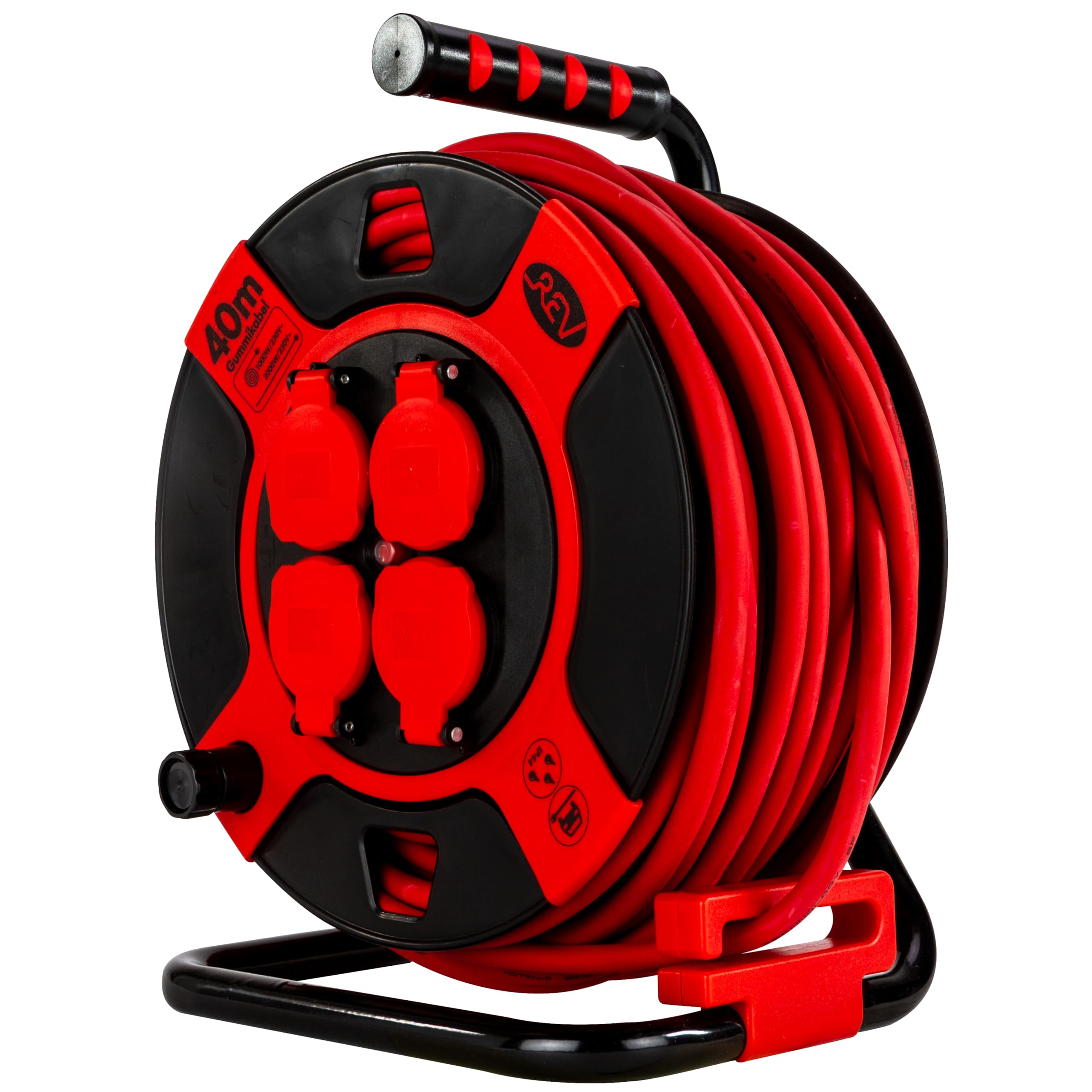 Enrouleur De Câble Domestique 4 Prises Schuko Standards, Câble H05VV-F3G1.0MM2, 10M ,CE