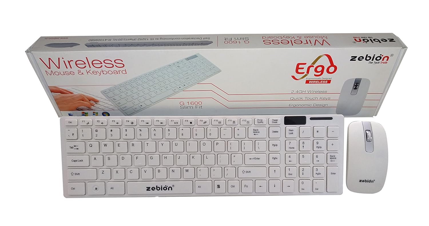 Amazon.in Buy Zebion Ergo Slimfit G1600 Wireless Keyboard Mouse Combo