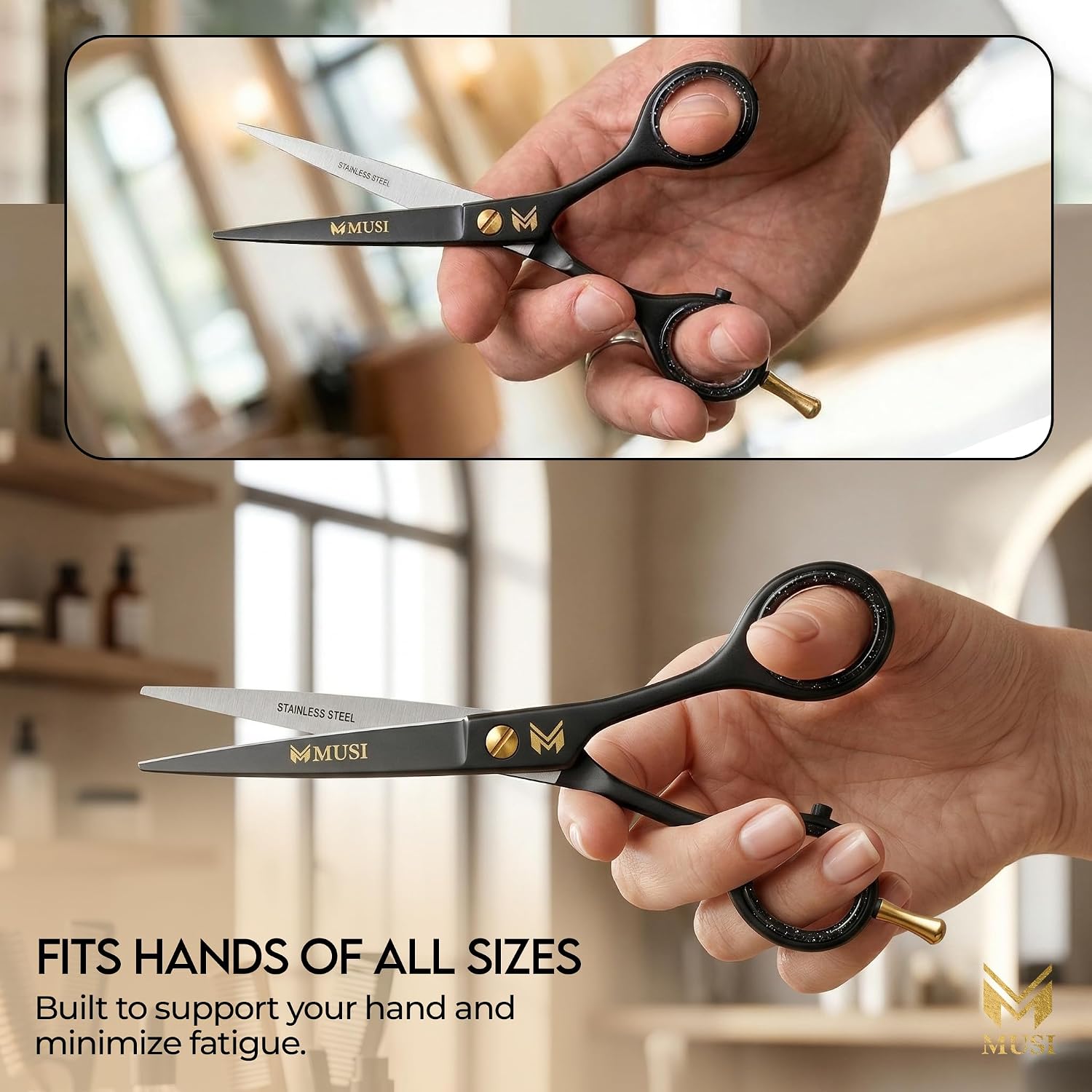 Barber Hair Cutting Scissors 6.5" – 420 Japanese Standard Stainless Steel Hair Scissors – Premium Shears for Professional Haircut – Black Sharp Shears with Hair and Beard Comb