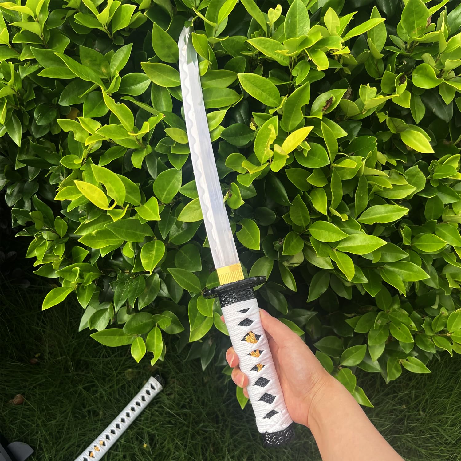 2pc Japanese Ghost of Tsushima Cosplay Replica Sword Metal Katana Set with Display Stand,Jin Sakai‌‌ Katana,for Cosplay,Collection,Display