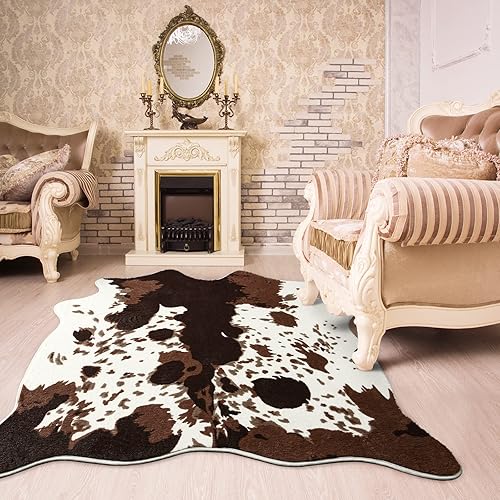 Miniatura 3 de Alfombra con estampado de vaca, bonita alfombra para sala de estar, dormitorio, cuarto de bebé, súper suave, antideslizante, alfombra de imitación