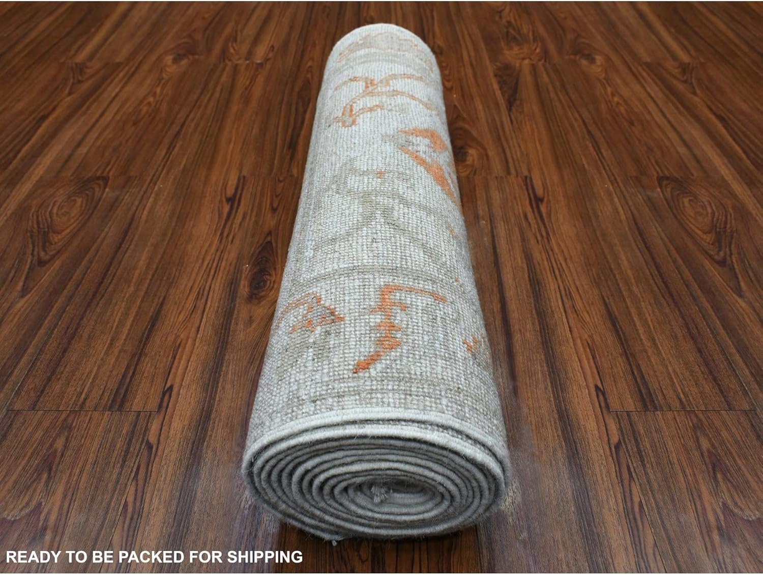 Hand Knotted Gray Angora Ushak with A Floral Pattern Organic Wool Oriental XL Runner Rug (2'5"x13'9")