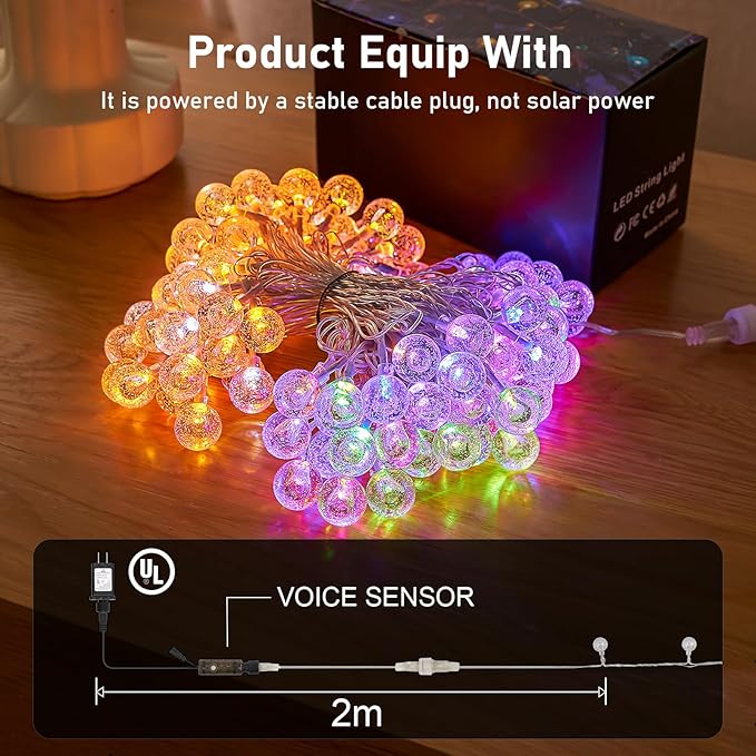 Luces de cadena exteriores de 66 pies, 100 LED, control remoto, modo música y color c miniatura 2
