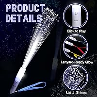 Vista 3 de Jecery 48 varitas de fibra óptica blancas a granel, luces LED de boda, varitas iluminadas con 3 modos de parpadeo para despedida de soltera
