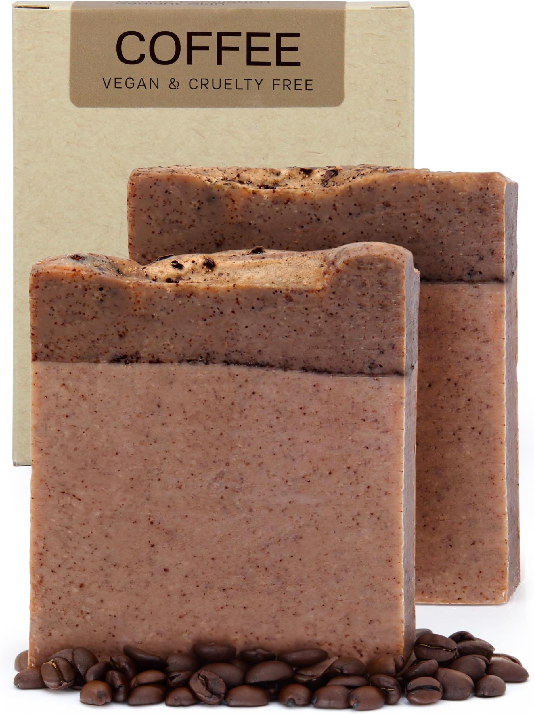 Coffee Soap Bar - Cold Processed, Natural, Handmade, Gentle Exfoliation, Radiant, Youthful Skin for Men & Women, No Sulfates or Parabens, Cruelty Free. (Pack of 2) 4.2 Oz Each