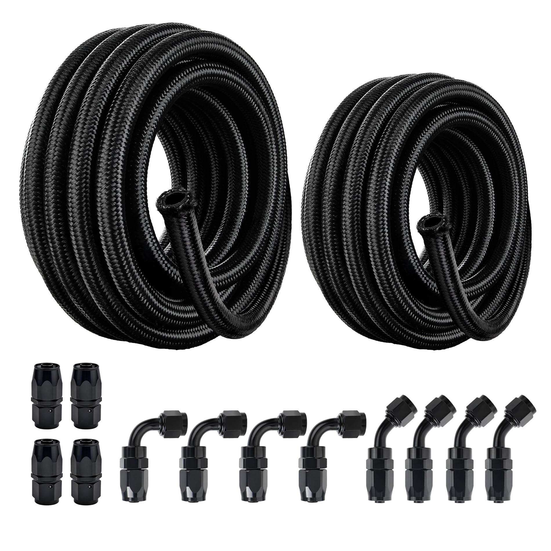 EVIL ENERGY 8AN 10AN Fuel Line Kit, AN8 AN10 Nylon Braided Fuel Line Hose Fitting Kit CPE 10FT(2 Kits)-image-45