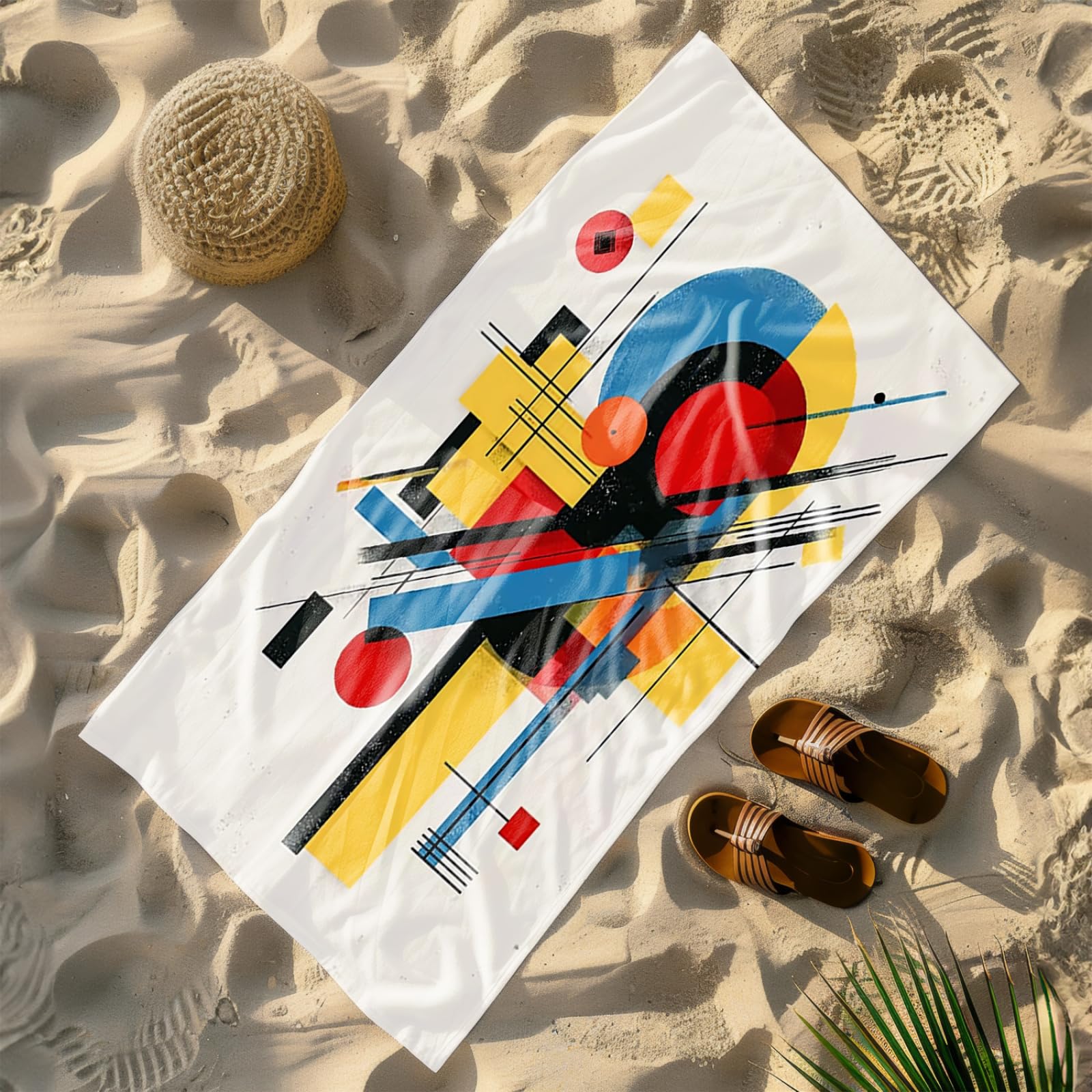 Genérico Toalla Playa 180X100 Rojo Amarillo Negro Azul Abstracto Grande Toallas de Piscina Grandes Anti Arena Secado Rápido Gimnasio Hombre Mujer Lavable A Máquina Regalo